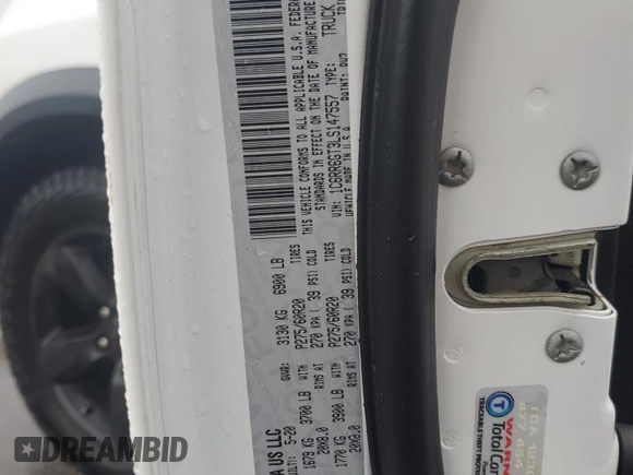 2020 Ram 1500 Big Horn z VIN 1C6RR6GT3LS147557, wystawiony jako Copart lot #53904665 z przebiegiem 68 381 mil mil oraz Szkoda całkowita • Salvage title. Historia ofert i sprzedaży dostępna na DreamBid. Obrazek 12.