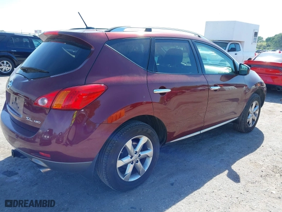 2010 Nissan Murano SL with VIN JN8AZ1MW8AW127533, listed as a IAAI auction lot 41876611 with 123,539 mi miles. Bid and sale history available at carsss.com. Image 4.
