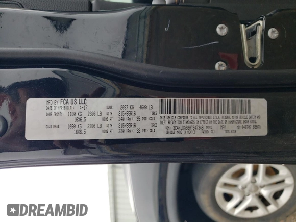 2017 Jeep Compass Sport z VIN 3C4NJDAB8HT647349, wystawiony jako Copart lot #56523595 z przebiegiem 86 728 mil mil oraz Szkoda całkowita • Salvage title. Historia ofert i sprzedaży dostępna na DreamBid. Obrazek 14.