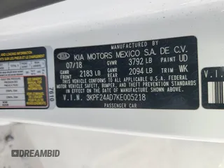 2019 Kia Forte LXS z VIN 3KPF24AD7KE005218, wystawiony jako Copart lot #56365905 z przebiegiem 141 145 mil mil oraz Szkoda całkowita • Salvage title. Historia ofert i sprzedaży dostępna na DreamBid. Obrazek 12.