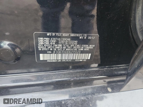 2013 Subaru WRX WRX with VIN JF1GR7E60DG215519, listed as a Copart auction lot 63807395 with 127,132 mi miles and Salvage title. Bid and sale history available at DreamBid. Image 12.