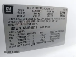 2018 GMC Savana Cargo with VIN 1GTW7AFG6J1902874, listed as a IAAI auction lot 41074511 with 70,760 mi miles. Bid and sale history available at carsss.com. Image 9.