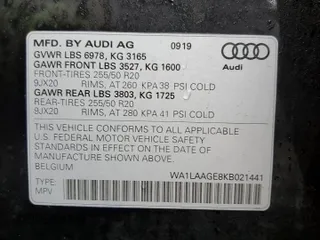 2019 Audi e-tron Premium Plus with VIN WA1LAAGE8KB021441, listed as a Copart auction lot 82905684 with 41,351 mi miles and Salvage title. Bid and sale history available at DreamBid. Image 13.