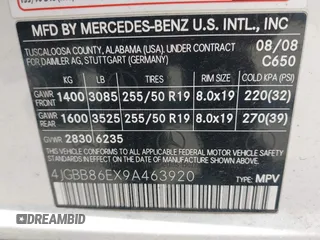 2009 Mercedes-Benz M 350 with VIN 4JGBB86EX9A463920, listed as a IAAI auction lot 42049990 with 113,363 mi miles and . Bid and sale history available at carsss.com. Image 9.