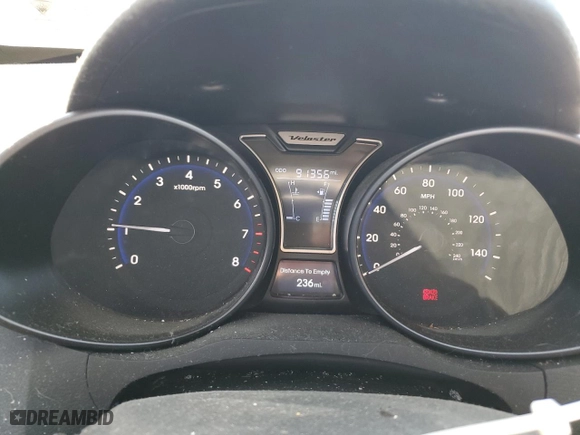 2013 Hyundai Veloster Turbo w/Black Int with VIN KMHTC6AE6DU101023, listed as a Copart auction lot 49153795 with 91,356 mi miles and Salvage Title. Bid and sale history available at carsss.com. Image 9.