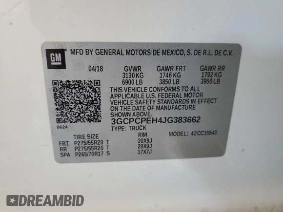2018 Chevrolet Silverado 1500 Custom with VIN 3GCPCPEH4JG383662, listed as a Copart auction lot 79775984 with 147,850 mi miles and Salvage Title. Bid and sale history available at DreamBid. Image 15.