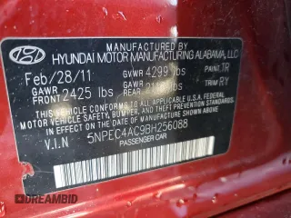 2011 Hyundai Sonata Limited with VIN 5NPEC4AC9BH256088, listed as a Copart auction lot 52714925 with 83,235 mi miles and Salvage Title. Bid and sale history available at DreamBid. Image 13.