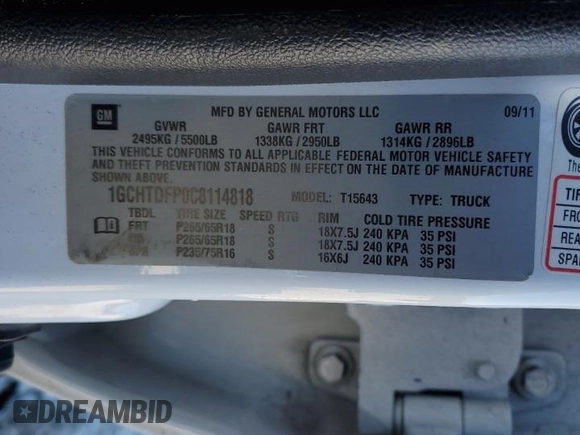 2012 Chevrolet Colorado z VIN 1GCHTDFP0C8114818, wystawiony jako Copart lot #86083664 z przebiegiem 124 078 mil mil oraz Szkoda całkowita • Salvage title. Historia ofert i sprzedaży dostępna na DreamBid. Obrazek 12.