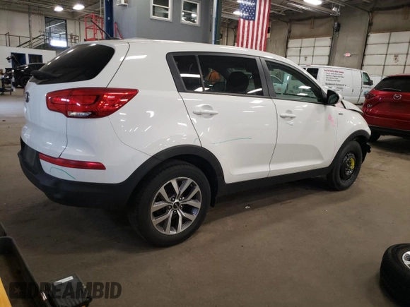 2015 Kia Sportage LX with VIN KNDPBCAC7F7772711, listed as a Copart auction lot 55059185 with 78,387 mi miles and Salvage Title. Bid and sale history available at carsss.com. Image 3.