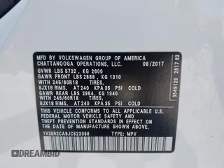 2018 Volkswagen Atlas SEL with VIN 1V2ER2CA8JC523356, listed as a IAAI auction lot 42519862 with 101,374 mi miles and . Bid and sale history available at DreamBid. Image 9.