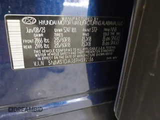 2023 Hyundai Santa Fe SE z VIN 5NMS1DAJ3PH592136, wystawiony jako IAAI lot #42263727 z przebiegiem 21 102 mil mil oraz . Historia ofert i sprzedaży dostępna na DreamBid. Obrazek 9.