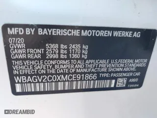 2021 BMW 8 Series 840i with VIN WBAGV2C0XMCE91866, listed as a IAAI auction lot 41688628 with 1 mi miles. Bid and sale history available at carsss.com. Image 9.