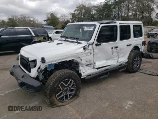 2024 Jeep Wrangler Sahara with VIN 1C4PJXEG8RW264667, listed as a Copart auction lot 47188885 with 1,462 mi miles and Salvage title. Bid and sale history available at DreamBid. Image 1.