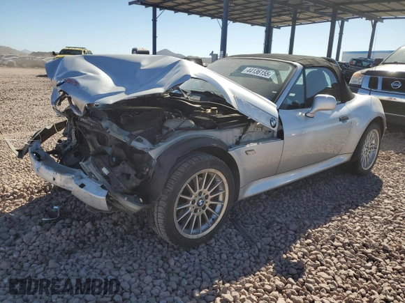2001 BMW Z3 3.0 with VIN WBACN53491LL46300, listed as a Copart auction lot 44136155 with 154,970 mi miles and Salvage title. Bid and sale history available at DreamBid. Image 1.
