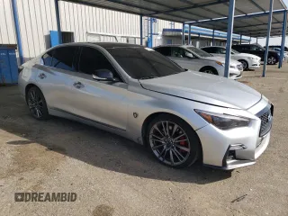 2019 Infiniti Q50 RED SPORT 400 with VIN JN1FV7AP9KM760846, listed as a Copart auction lot 46466525 with 54,485 mi miles and Salvage Title. Bid and sale history available at carsss.com. Image 4.