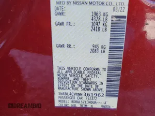 2022 Nissan Altima SR with VIN 1N4BL4CVXNN361962, listed as a Copart auction lot 50953185 with 41,956 mi miles and Non Repairable. Bid and sale history available at DreamBid. Image 14.