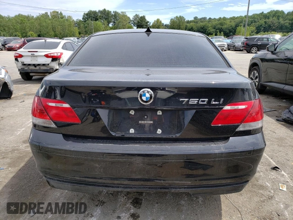 2008 BMW 7 Series 750Li with VIN WBAHN835X8DT84705, listed as a Copart auction lot 67658184 with 191,868 mi miles and Salvage Title. Bid and sale history available at DreamBid. Image 6.