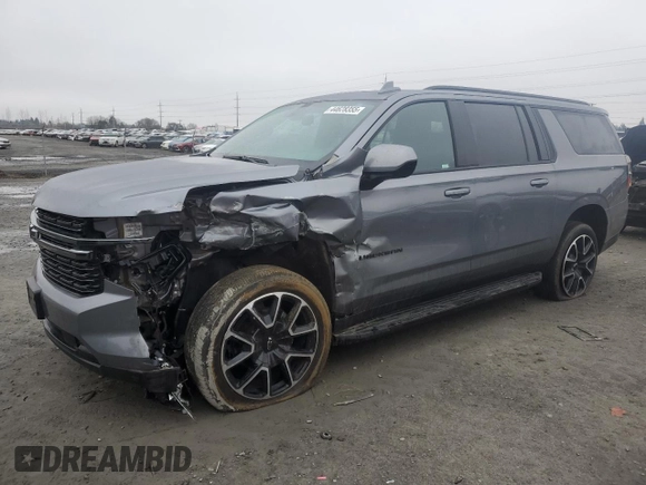 2021 Chevrolet Suburban RST with VIN 1GNSKEKT0MR457391, listed as a Copart auction lot 44628355 with 36,813 mi miles and Salvage Title. Bid and sale history available at carsss.com. Image 1.