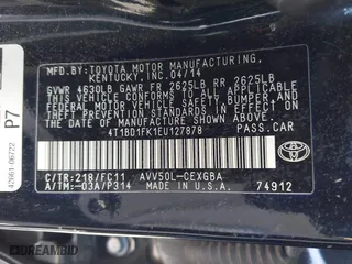 2014 Toyota Camry Hybrid LE with VIN 4T1BD1FK1EU127878, listed as a IAAI auction lot 41823638 with 179,141 mi miles. Bid and sale history available at carsss.com. Image 9.