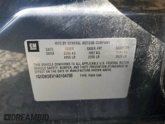 2010 Cadillac CTS with VIN 1G6DK5EV1A0104708, listed as a Copart auction lot 48959075 with 157,753 mi miles and Clean Title. Bid and sale history available at DreamBid. Image 12.