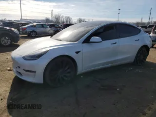2022 Tesla Model 3 Performance with VIN 5YJ3E1EC1NF233823, listed as a Copart auction lot 42364015 with 62,301 mi miles and Clean Title. Bid and sale history available at carsss.com. Image 1.