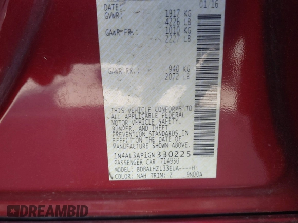 2016 Nissan Altima S z VIN 1N4AL3AP1GN330225, wystawiony jako IAAI lot #42118886 z przebiegiem 110 340 mil mil oraz . Historia ofert i sprzedaży dostępna na DreamBid. Obrazek 9.