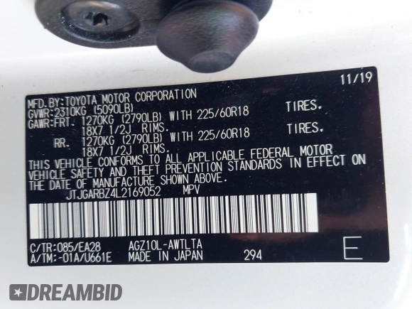 2020 Lexus NX 300 with VIN JTJGARBZ4L2169052, listed as a IAAI auction lot 42258498 with 83,121 mi miles and . Bid and sale history available at DreamBid. Image 9.