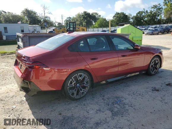 2024 BMW i5 eDrive40 with VIN WBY33FK01RCR76500, listed as a Copart auction lot 65026585 with 3,601 mi miles and Salvage title. Bid and sale history available at DreamBid. Image 3.