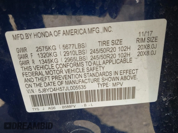 2018 Acura MDX Technology with VIN 5J8YD4H57JL005535, listed as a IAAI auction lot 42027222 with 91,082 mi miles and . Bid and sale history available at DreamBid. Image 9.