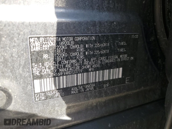 2024 Toyota RAV4 Hybrid SE with VIN JTM16RFV4RD123719, listed as a Copart auction lot 52952275 with 26,394 mi miles and Salvage title. Bid and sale history available at DreamBid. Image 13.