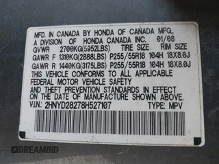 2008 Acura MDX with VIN 2HNYD28278H527107, listed as a IAAI auction lot 41861581 with 214,725 mi miles and . Bid and sale history available at DreamBid. Image 9.