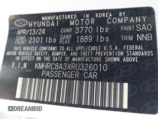 2024 Hyundai Venue SEL with VIN KMHRC8A3XRU326010, listed as a IAAI auction lot 41845065 with 2,604 mi miles and . Bid and sale history available at DreamBid. Image 9.