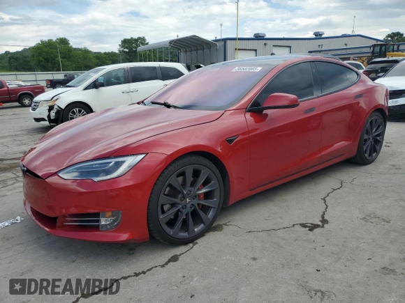 2018 Tesla Model S 75D with VIN 5YJSA1E40JF259792, listed as a Copart auction lot 56502085 with 116,821 mi miles and Salvage title. Bid and sale history available at DreamBid. Image 1.