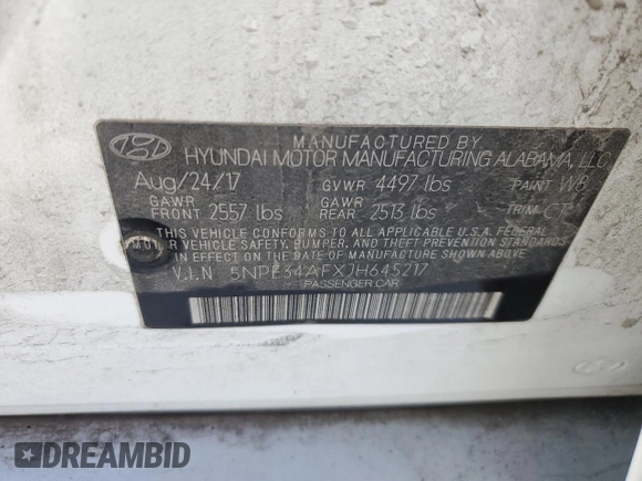 2018 Hyundai Sonata Sport with VIN 5NPE34AFXJH645217, listed as a Copart auction lot 41487055 with 95,872 mi miles and Salvage Title. Bid and sale history available at carsss.com. Image 12.