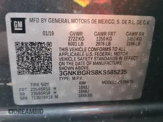 2019 Chevrolet Blazer с VIN 3GNKBGRS8KS585235, выставлен на аукционе Copart как лот 48124225 с пробегом 131 019 миль миль и Списание • Salvage title. История ставок и продаж доступна на DreamBid. Изображение 15.