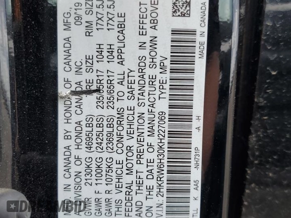 2019 Honda CR-V LX z VIN 2HKRW6H30KH227069, wystawiony jako Copart lot #57598525 z przebiegiem 72 661 mil mil oraz Szkoda całkowita • Salvage title. Historia ofert i sprzedaży dostępna na DreamBid. Obrazek 13.