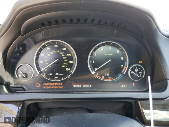 2012 BMW 7 Series 750i xDrive with VIN WBAKC6C56CC396591, listed as a Copart auction lot 53365865 with 119,603 mi miles and Salvage Title. Bid and sale history available at DreamBid. Image 9.
