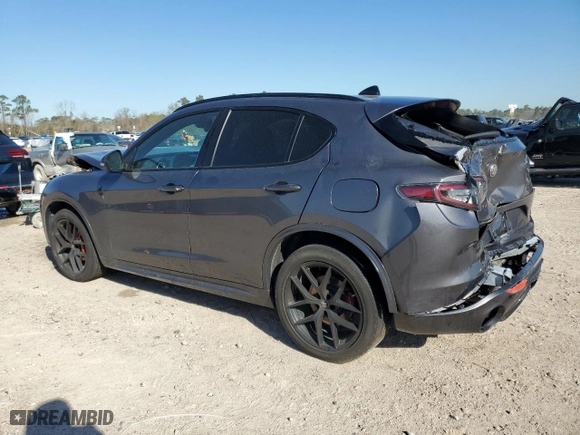 2021 Alfa Romeo Stelvio Ti with VIN ZASPAKBN4M7D18255, listed as a Copart auction lot 48514765 with 0 mi miles and Salvage Title. Bid and sale history available at carsss.com. Image 2.