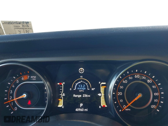 2020 Jeep Wrangler Unlimited Willys with VIN 1C4HJXDN6LW139789, listed as a IAAI auction lot 41882217 with 40,960 mi miles and . Bid and sale history available at DreamBid. Image 7.
