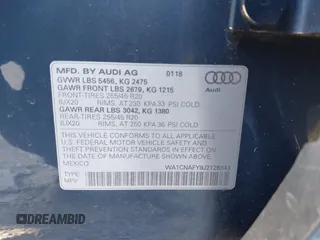 2018 Audi Q5 Prestige with VIN WA1CNAFY9J2126343, listed as a IAAI auction lot 41171845 with 50,518 mi miles. Bid and sale history available at carsss.com. Image 9.