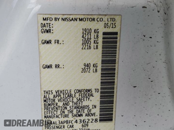 2015 Nissan Altima SV z VIN 1N4AL3AP8FC436228, wystawiony jako Copart lot #59464675 z przebiegiem 161 330 mil mil oraz Szkoda całkowita • Salvage title. Historia ofert i sprzedaży dostępna na DreamBid. Obrazek 12.