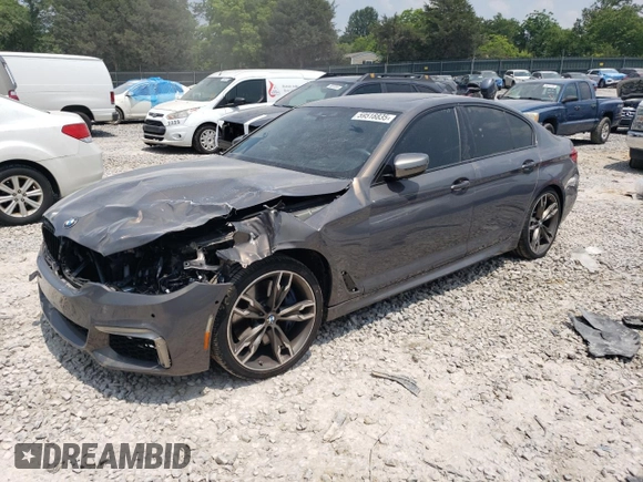 2020 BMW 5 Series M550i xDrive with VIN WBAJS7C08LCD82431, listed as a Copart auction lot 59518835 with 33,184 mi miles and Salvage title. Bid and sale history available at DreamBid. Image 1.