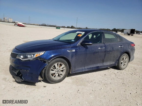 2018 Kia Optima LX with VIN 5XXGT4L36JG217345, listed as a Copart auction lot 47450205 with 124,796 mi miles and Salvage Title. Bid and sale history available at carsss.com. Image 1.