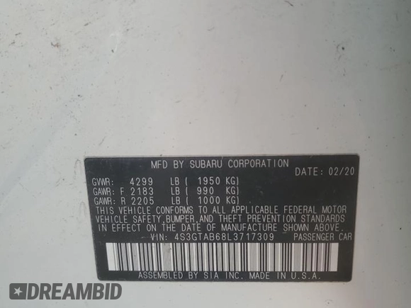 2020 Subaru Impreza с VIN 4S3GTAB68L3717309, выставлен на аукционе Copart как лот 48609385 с пробегом 82 188 миль миль и Списание • Salvage title. История ставок и продаж доступна на DreamBid. Изображение 15.