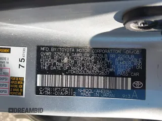 2008 Toyota Prius with VIN JTDKB20U383372637, listed as a IAAI auction lot 41904708 with 156,923 mi miles. Bid and sale history available at carsss.com. Image 9.