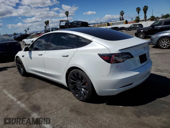 2022 Tesla Model 3 Performance with VIN 5YJ3E1EC7NF248083, listed as a Copart auction lot 51536925 with 50,529 mi miles and Salvage Title. Bid and sale history available at DreamBid. Image 2.