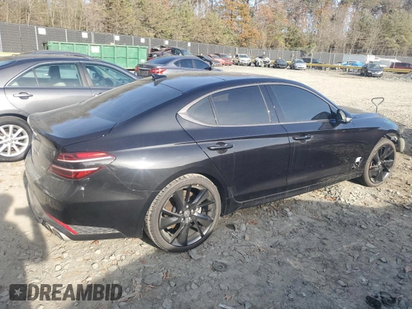 2023 Genesis G70 2.0T with VIN KMTG34TA5PU115666, listed as a Copart auction lot 78907334 with 19,747 mi miles and Salvage Title. Bid and sale history available at DreamBid. Image 3.