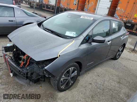 2018 Nissan LEAF SL with VIN 1N4AZ1CP6JC306313, listed as a Copart auction lot 48674234 with 37,808 mi miles and Salvage Title. Bid and sale history available at DreamBid. Image 1.