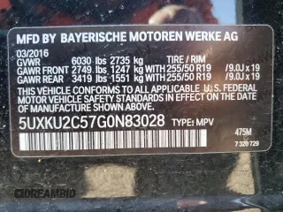 2016 BMW X6 xDrive35i with VIN 5UXKU2C57G0N83028, listed as a Copart auction lot 42177204 with 119,803 mi miles. Bid and sale history available at carsss.com. Image 12.