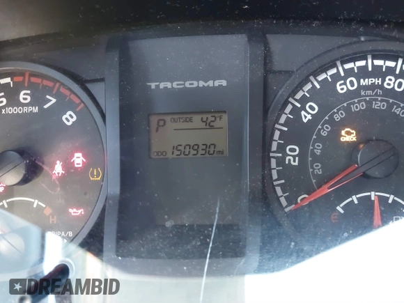 2016 Toyota Tacoma SR with VIN 5TFRX5GN0GX071363, listed as a IAAI auction lot 41258157 with 150,930 mi miles and . Bid and sale history available at DreamBid. Image 7.
